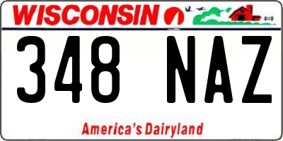 WI license plate 348NAZ