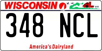 WI license plate 348NCL