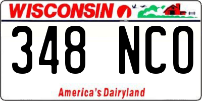 WI license plate 348NCO