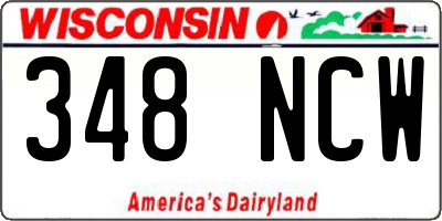 WI license plate 348NCW