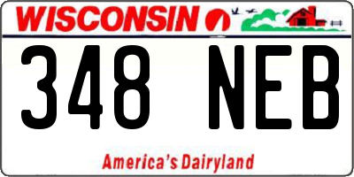 WI license plate 348NEB