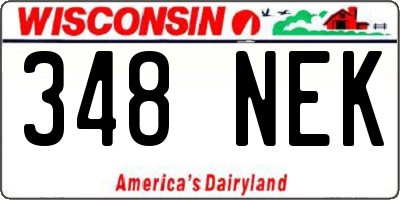 WI license plate 348NEK