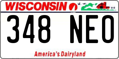 WI license plate 348NEO