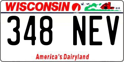 WI license plate 348NEV