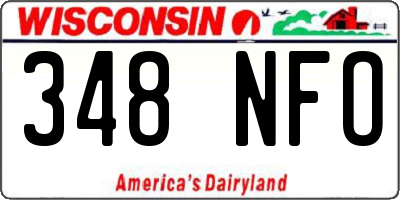 WI license plate 348NFO
