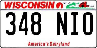 WI license plate 348NIO