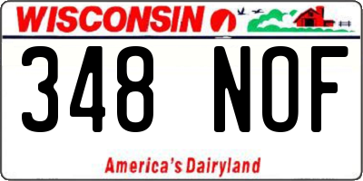 WI license plate 348NOF