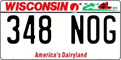 WI license plate 348NOG