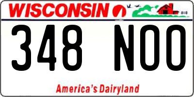 WI license plate 348NOO