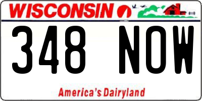 WI license plate 348NOW