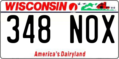 WI license plate 348NOX