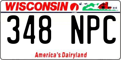 WI license plate 348NPC