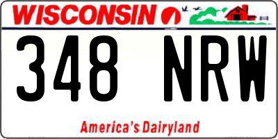 WI license plate 348NRW
