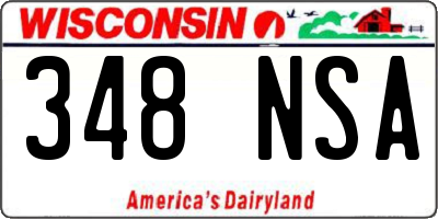 WI license plate 348NSA
