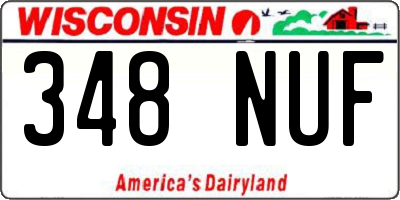 WI license plate 348NUF