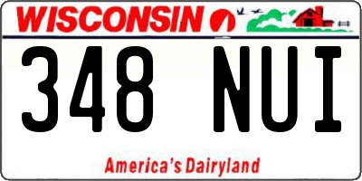 WI license plate 348NUI
