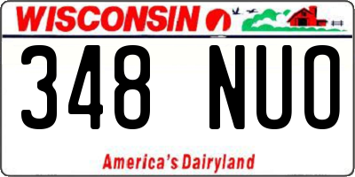 WI license plate 348NUO