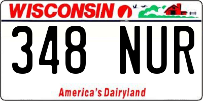 WI license plate 348NUR