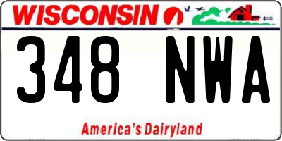 WI license plate 348NWA