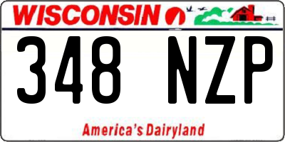 WI license plate 348NZP