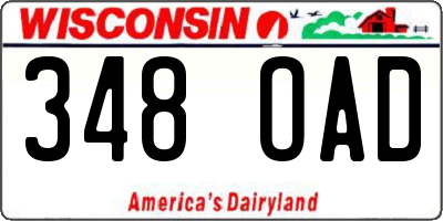 WI license plate 348OAD