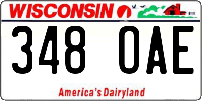 WI license plate 348OAE