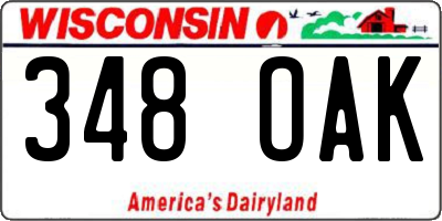 WI license plate 348OAK