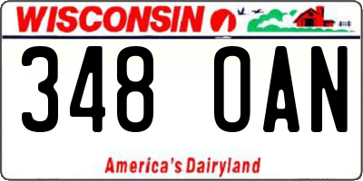 WI license plate 348OAN