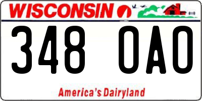 WI license plate 348OAO