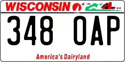 WI license plate 348OAP