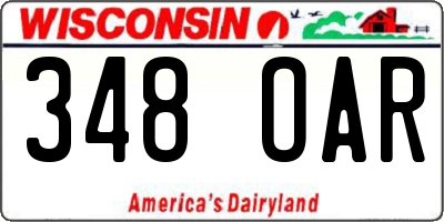 WI license plate 348OAR