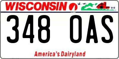 WI license plate 348OAS