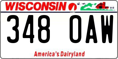 WI license plate 348OAW