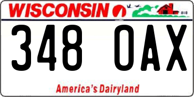 WI license plate 348OAX