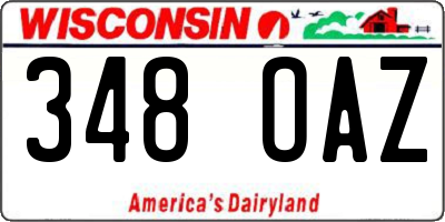 WI license plate 348OAZ