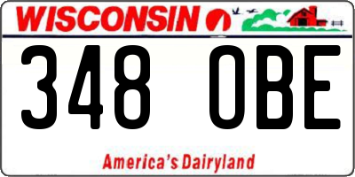 WI license plate 348OBE