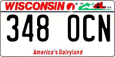 WI license plate 348OCN