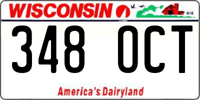 WI license plate 348OCT