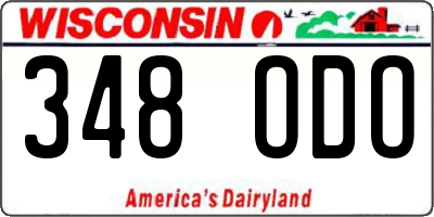 WI license plate 348ODO