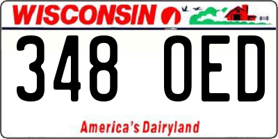 WI license plate 348OED