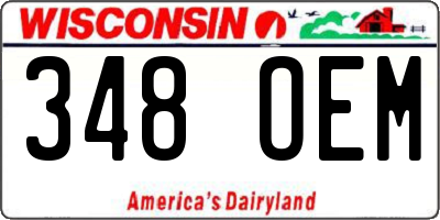 WI license plate 348OEM