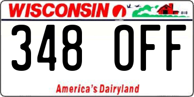 WI license plate 348OFF