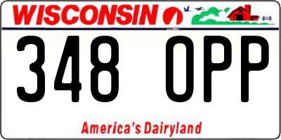 WI license plate 348OPP