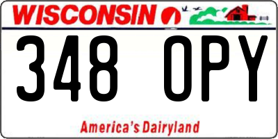 WI license plate 348OPY
