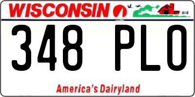 WI license plate 348PLO