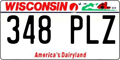 WI license plate 348PLZ