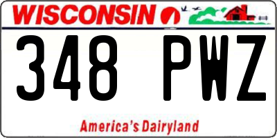 WI license plate 348PWZ