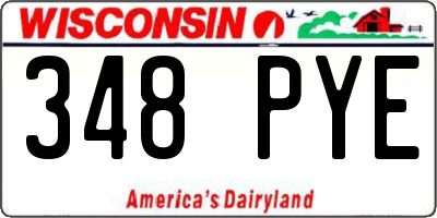 WI license plate 348PYE