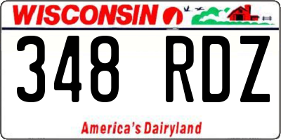 WI license plate 348RDZ