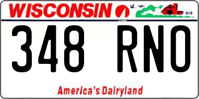 WI license plate 348RNO